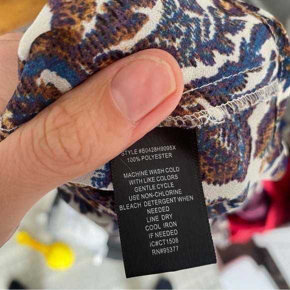 ANTHROPOLOGIE Sanctuary Paisley Print 90s Style Button Up Long Sleeve Blouse XS - Picture 8 of 8